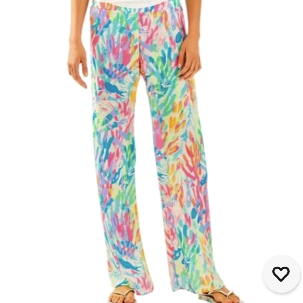 Lilly Pulitzer Size XL  Bal Harbor Palazzo Pants Sprakling Sand Preppy Vacay